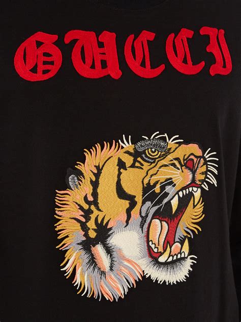 gucci tiger patch shirt|Gucci tiger long sleeve shirt.